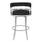 Armen Living Prinz 26" Counter Height Swivel Black Faux Leather and Brushed Stainless Steel Bar Stool LCPRBABLBS26 - alternate 2